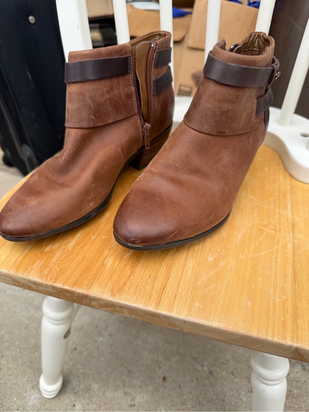 Clarks Chestnut Brown Ankle Booties with Buckle Strap